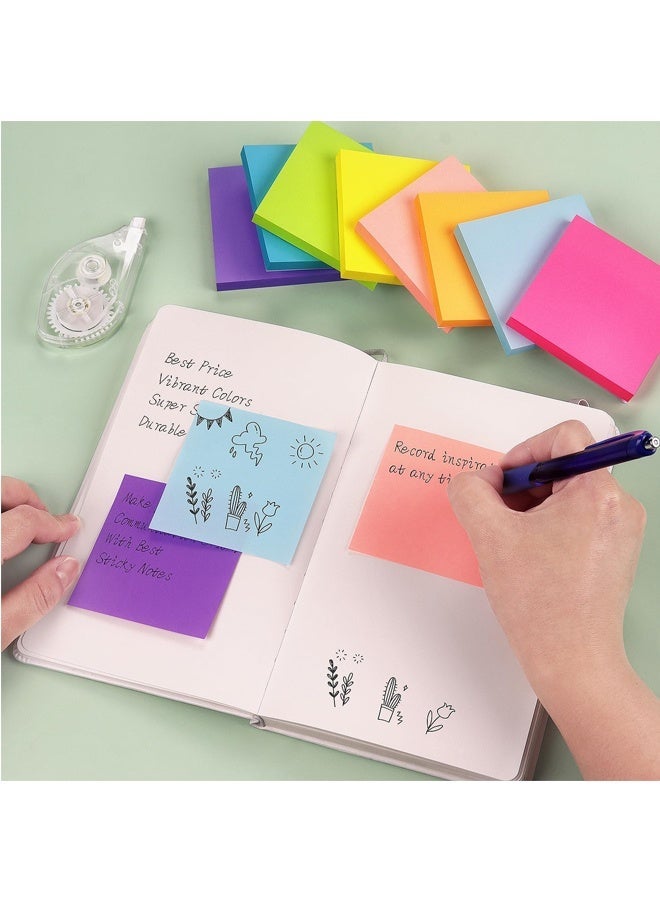 ملاحظات لاصقة بألوان زاهية، سهلة اللصق للاستخدام المنزلي والمكتبي والمفكرات، 100 ورقة/دفتر (5 ألوان/عبوة) - Image 4